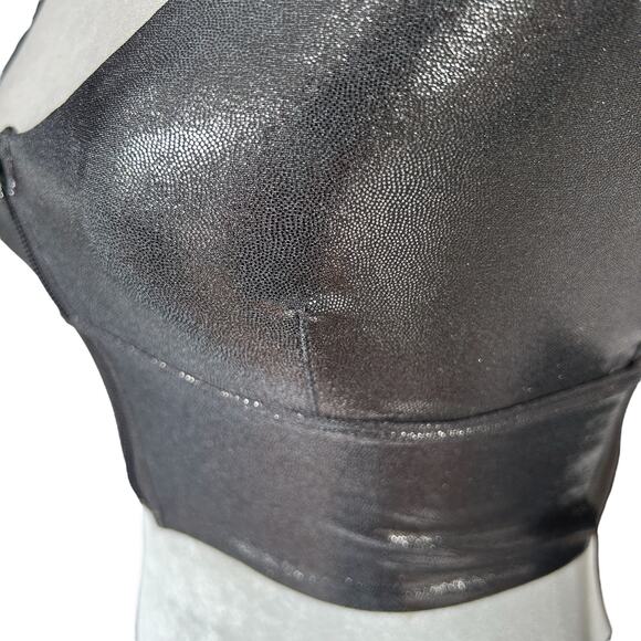 Haute Body Sports Bra XS Silver Metallic Zip Front Straps Athleisure Revolve NWT - Picture 5 of 10